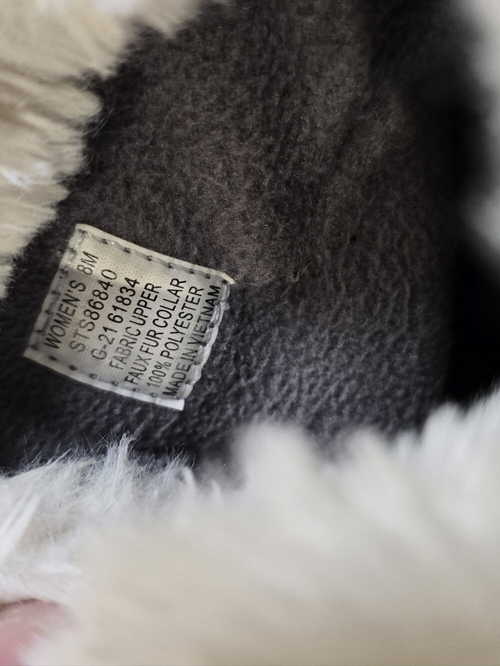 Sperry Gray Quilted Winter Snow Boots White Faux Fur Collar Plushwave Womens 8M - Picture 6 of 7